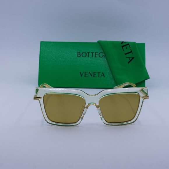 Bottega Veneta BV1242S 004 Square Sunglasses - Transparent Yellow Gold\Yellow - Picture 2 of 9